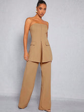 Button Split Tube Top & Pants Set